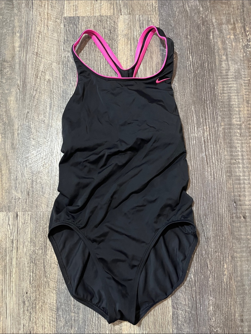 Nike Black One-Piece Swimsuit with Pink Trim